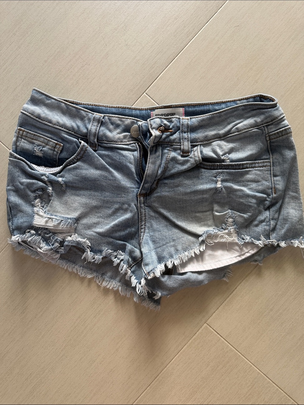 PINK Victoria's Secret Light Blue Distressed Denim Cutoff Shorts